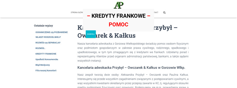 KANCELARIA ADWOKACKA ALEKSANDRA PRZYBYŁ - OWCZAREK & PAULINA KAŁKUS